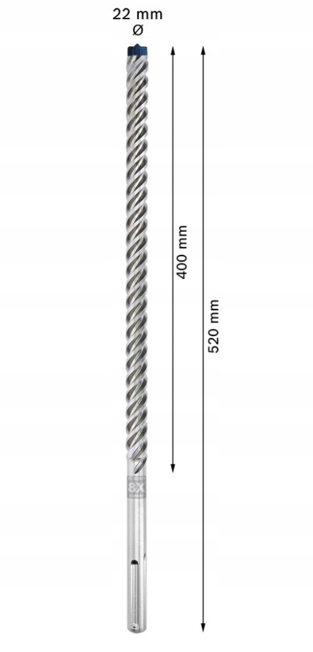 BOSCH Wiertło SDS max-8X - budowa i długość wiertła