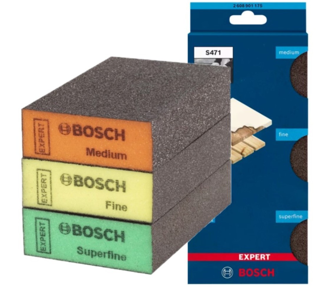 BOSCH GĄBKA SZLIFIERSKA ŚCIERNA ZESTAW PROFI 3 szt EXPERT S471