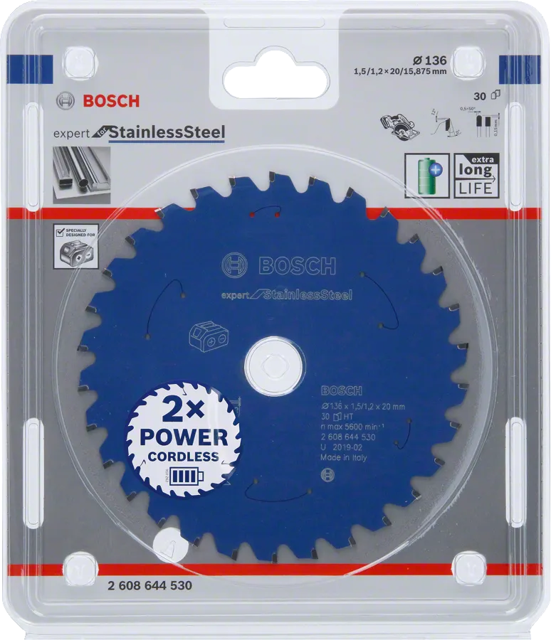 BOSCH TARCZA PIŁA WIDIOWA Expert for Stainless Steel 136 x 20 30z do INOX - opakowanie