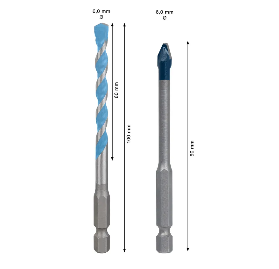 BOSCH ZESTAW 2 WIERTEŁ EXPERT HEX-9 Hard Ceramic i Multi Construction 6 mm